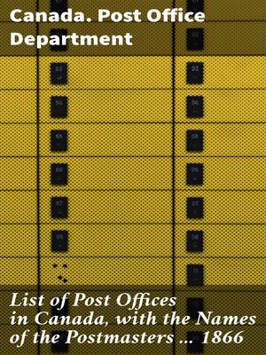 List of Post Offices in Canada with the Names of the Postmasters